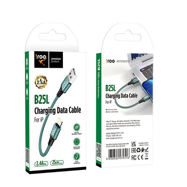 iRoo Short 25CM Fast Charging USB A to iPhone/iPad - Green